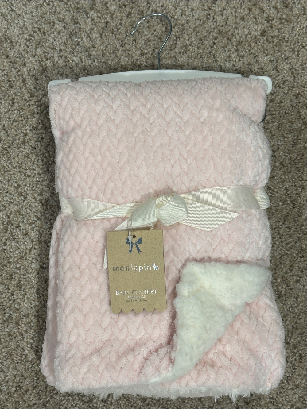 Mon Lapin Soft Pink Baby Sherpa Blanket Reversible